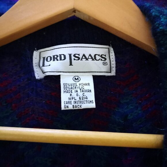 Vintage 90's Lord Isaacs Wool Mohair Blend V Neck Button Up Cardigan Sweater M - Picture 6 of 6